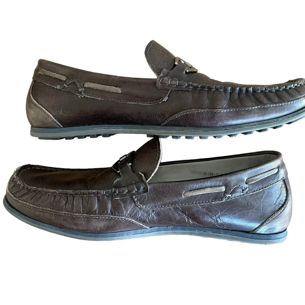 BUCCI HORSEBIT LOAFERS Size 9.5 Dark Brown with Silver Hardware